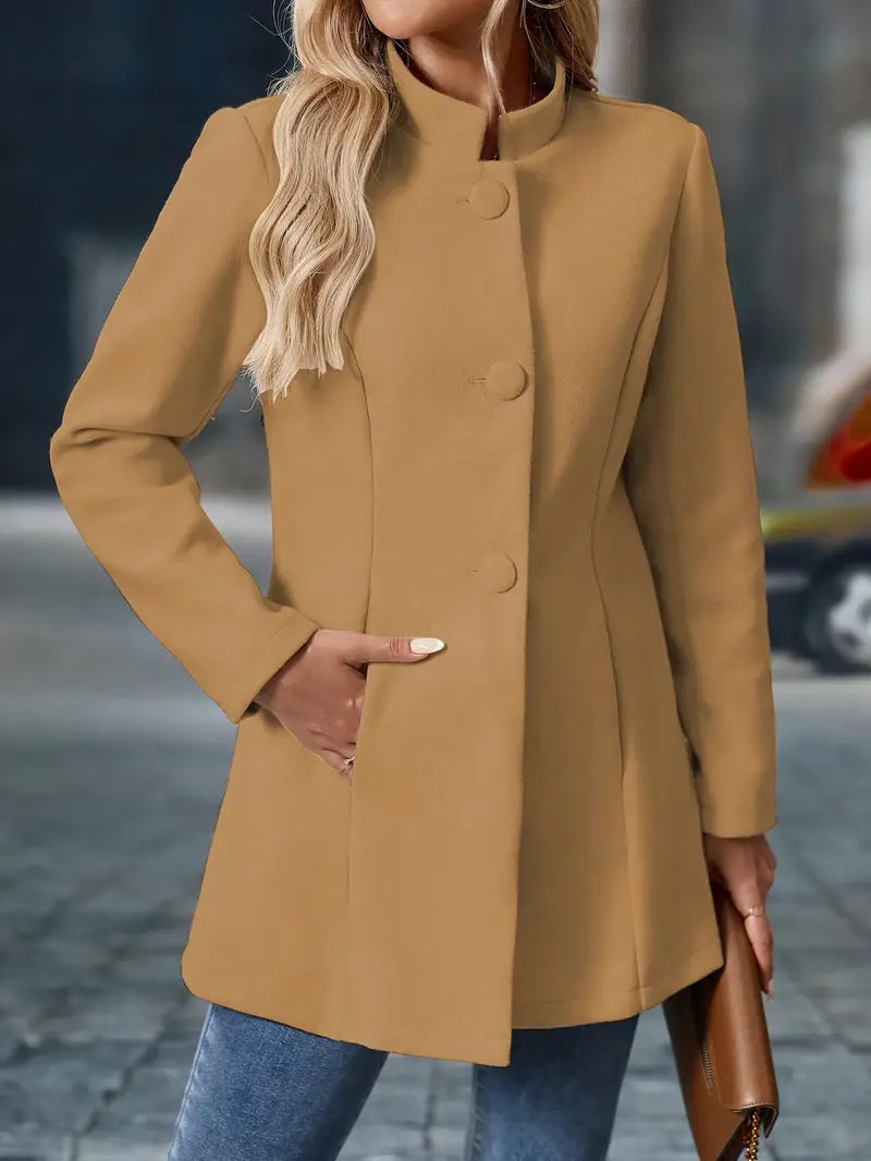 Wollen trenchcoat - Stijlvolle middellange wollen overjas voor dames-Boetiek Moda