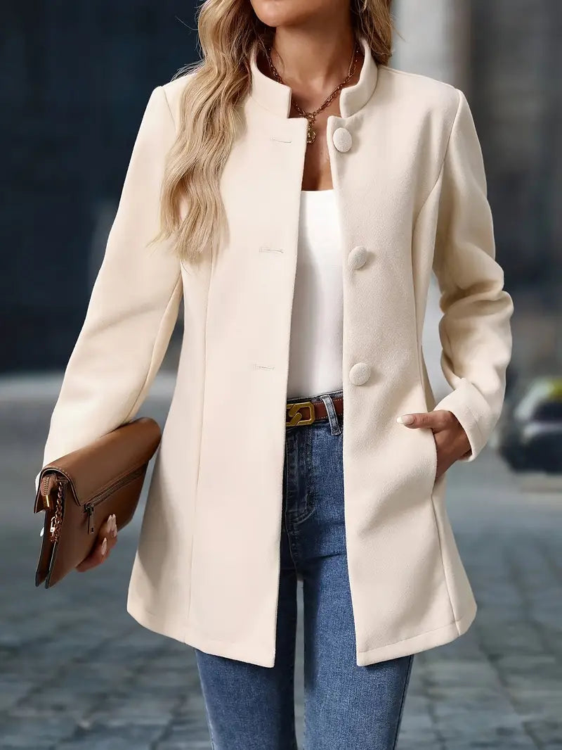 Wollen trenchcoat - Stijlvolle middellange wollen overjas voor dames-Boetiek Moda