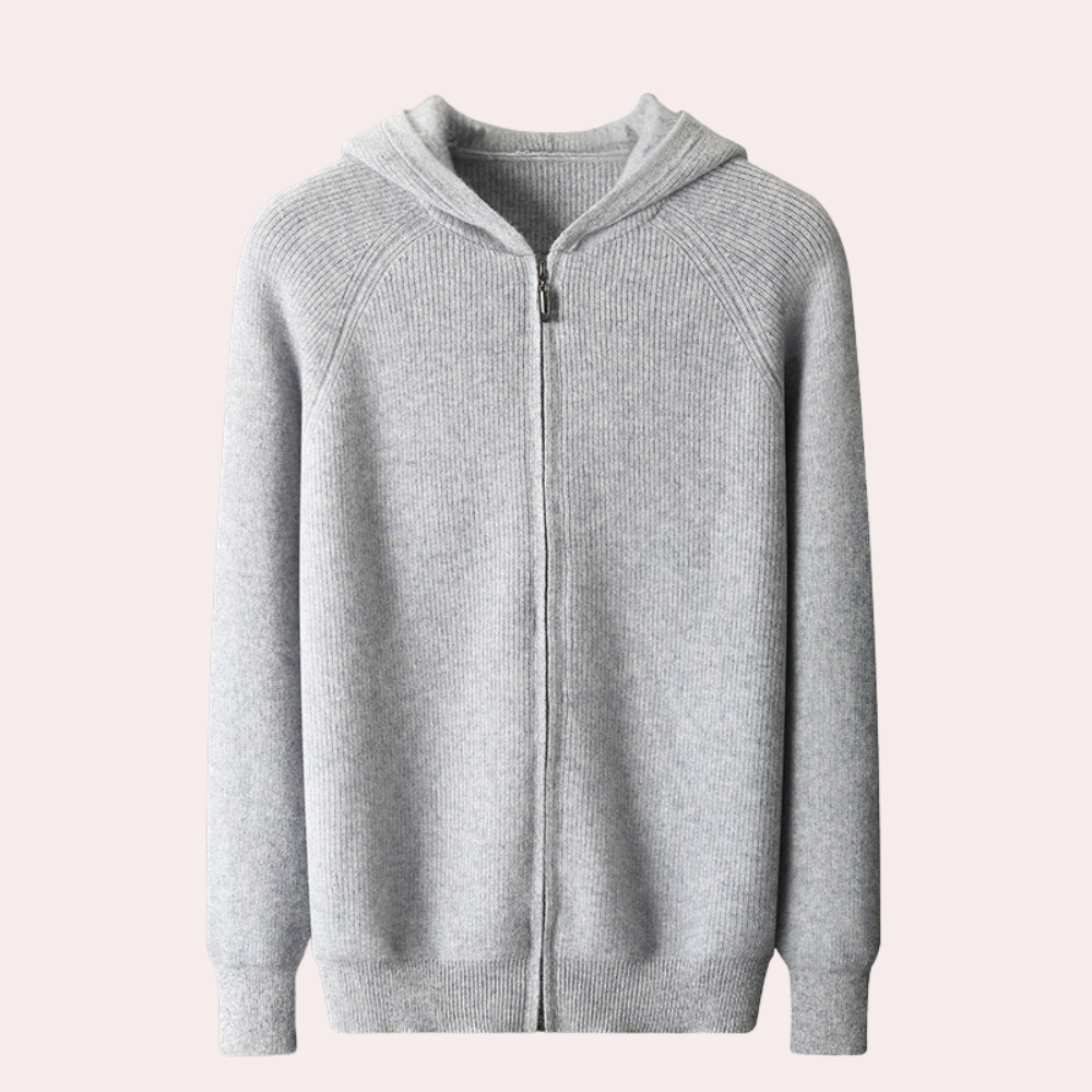 Zip Hoodie - Casual - Gebreid - Zip-Up Sweater - Herenkleding-Boetiek Moda