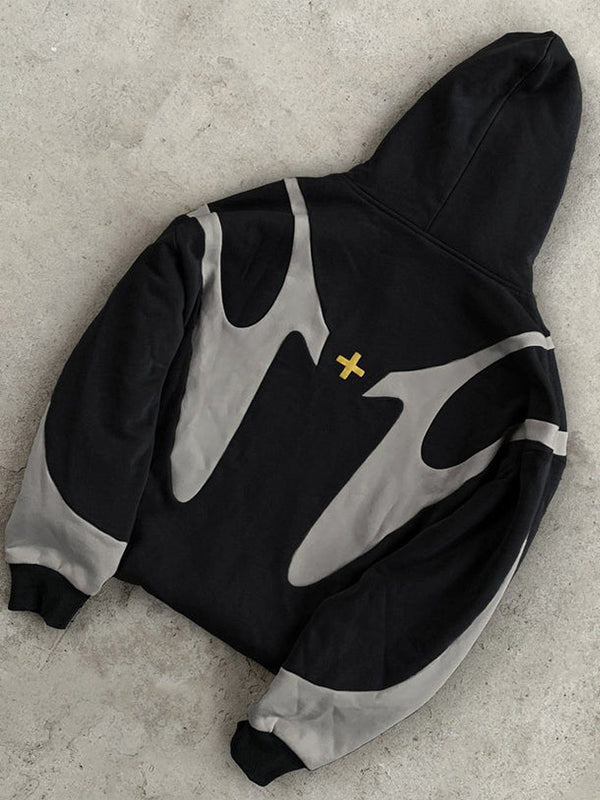 Zip-Up Hoodie - Casual Tweekleurige Hoodie met volledige ritssluiting voor heren-Boetiek Moda