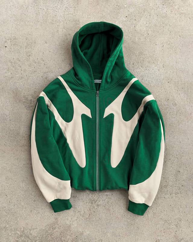 Zip-Up Hoodie - Casual Tweekleurige Hoodie met volledige ritssluiting voor heren-Boetiek Moda