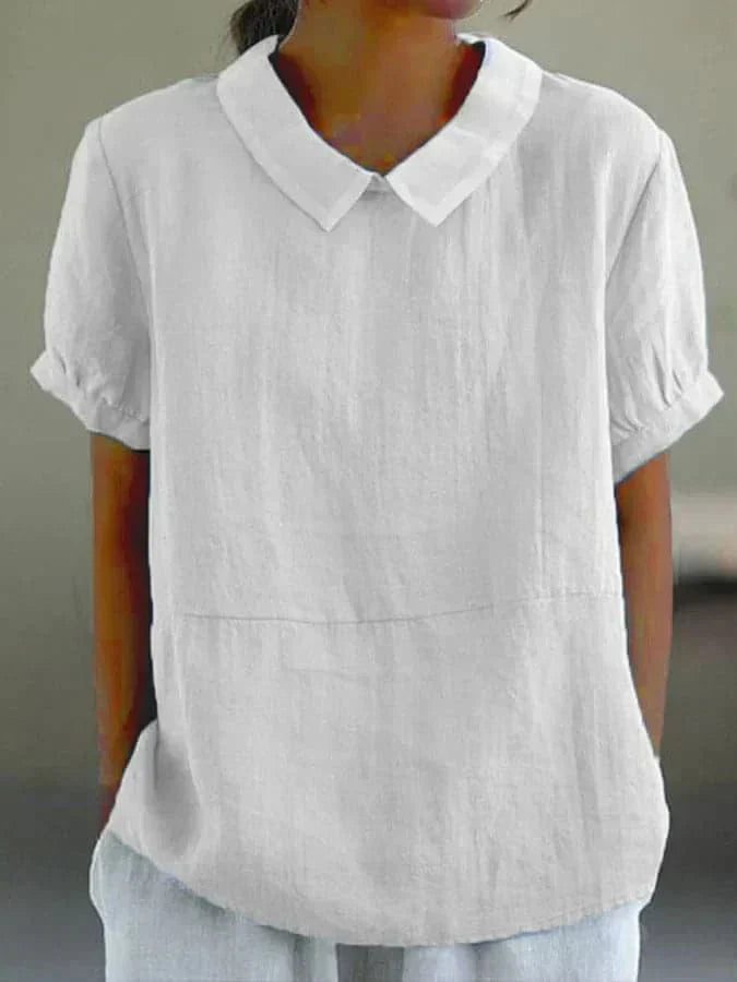 Zomerblouse | Kraag | Losse pasvorm | Blouse met korte mouwen | Zomertops voor dames-Boetiek Moda