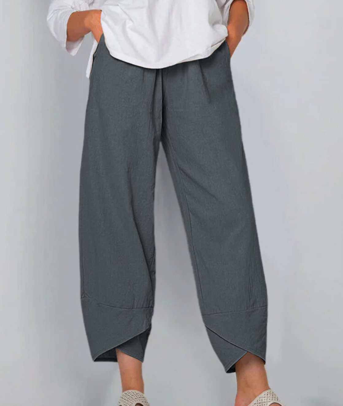 Zomerbroek | Wijde Pijp | Geknipt | Linnen Broek | Damesbroek-Boetiek Moda