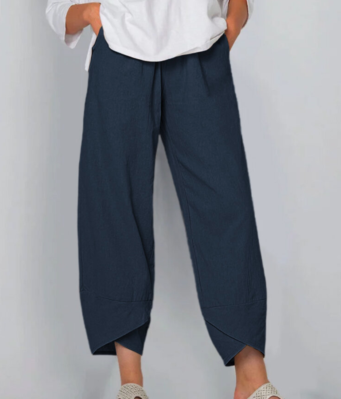 Zomerbroek | Wijde Pijp | Geknipt | Linnen Broek | Damesbroek-Boetiek Moda