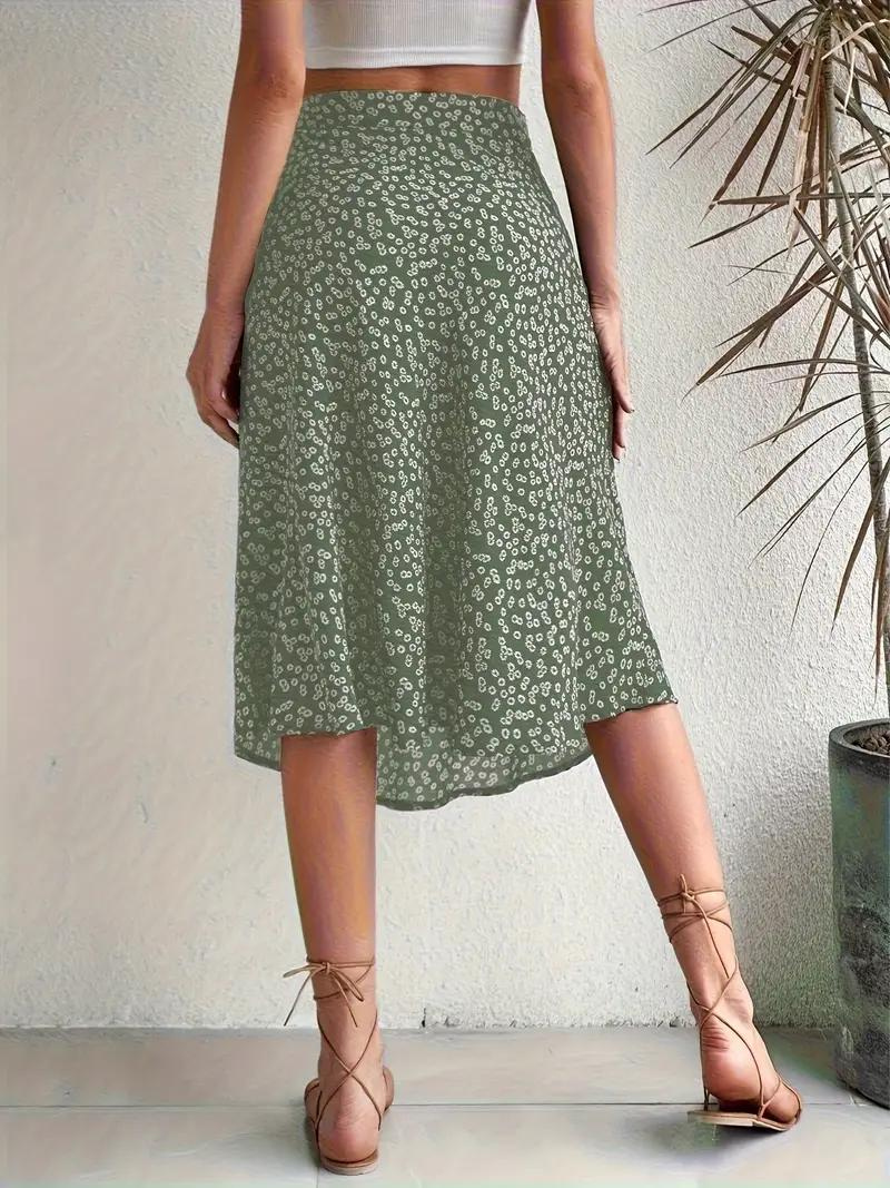 Zomerrok, Bloemenrok, Splitrok, Midirok, Rok met hoge taille-Boetiek Moda