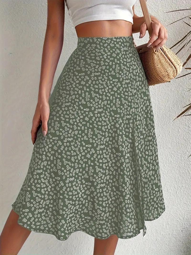 Zomerrok, Bloemenrok, Splitrok, Midirok, Rok met hoge taille-Boetiek Moda