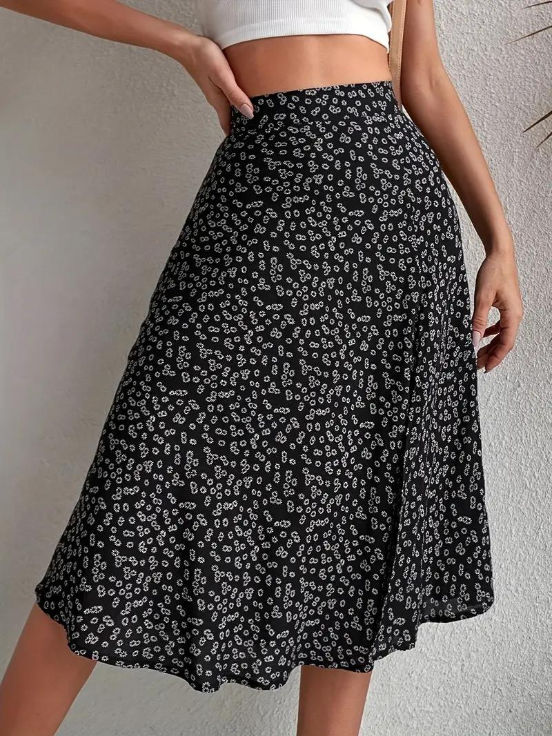 Zomerrok, Bloemenrok, Splitrok, Midirok, Rok met hoge taille-Boetiek Moda