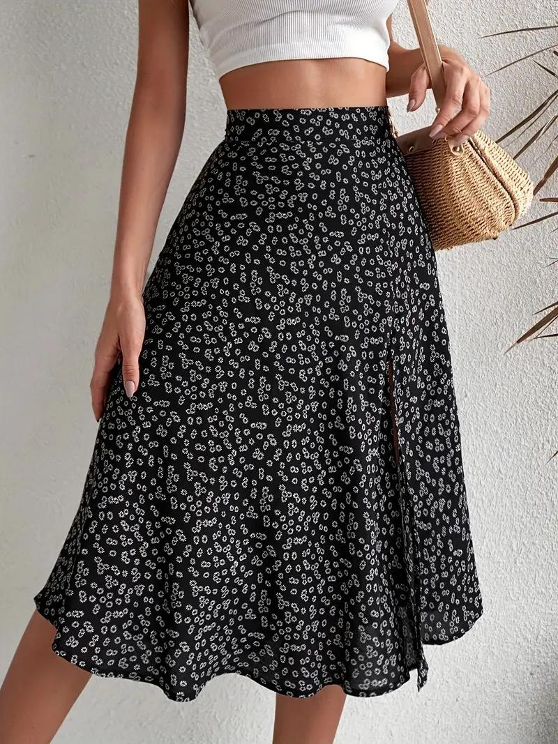 Zomerrok, Bloemenrok, Splitrok, Midirok, Rok met hoge taille-Boetiek Moda