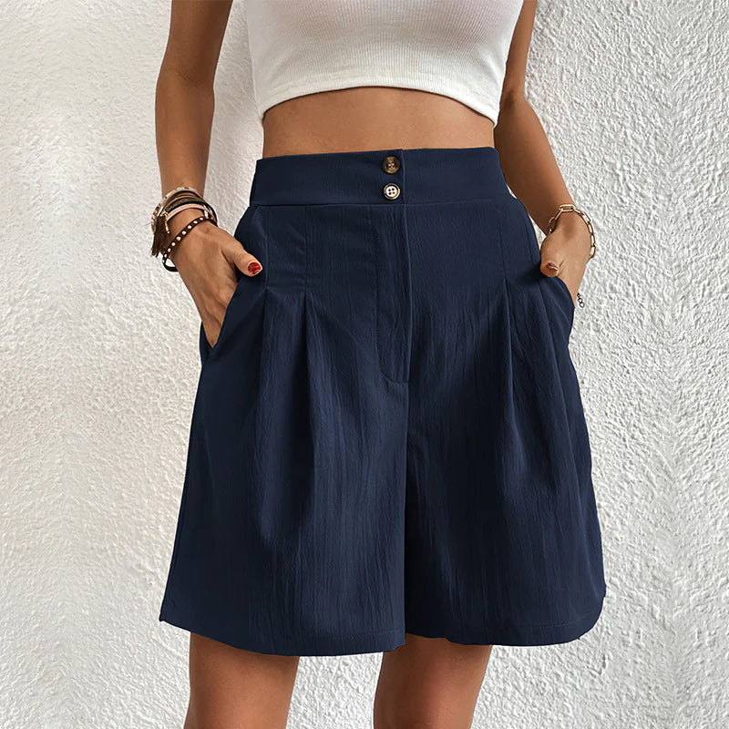 Zomershort - Soepel - Katoen - Korte Broek met Hoge Taille - Damesshort-Boetiek Moda