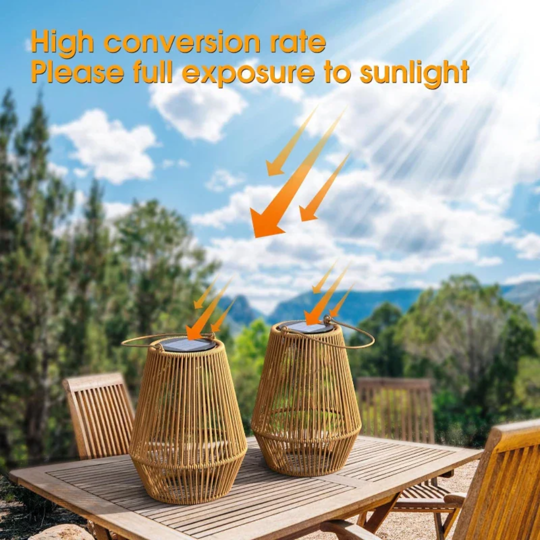 Zonne-energie lamp - Rotan - Tuin - Draagbare lamp - Buitenlamp-Boetiek Moda