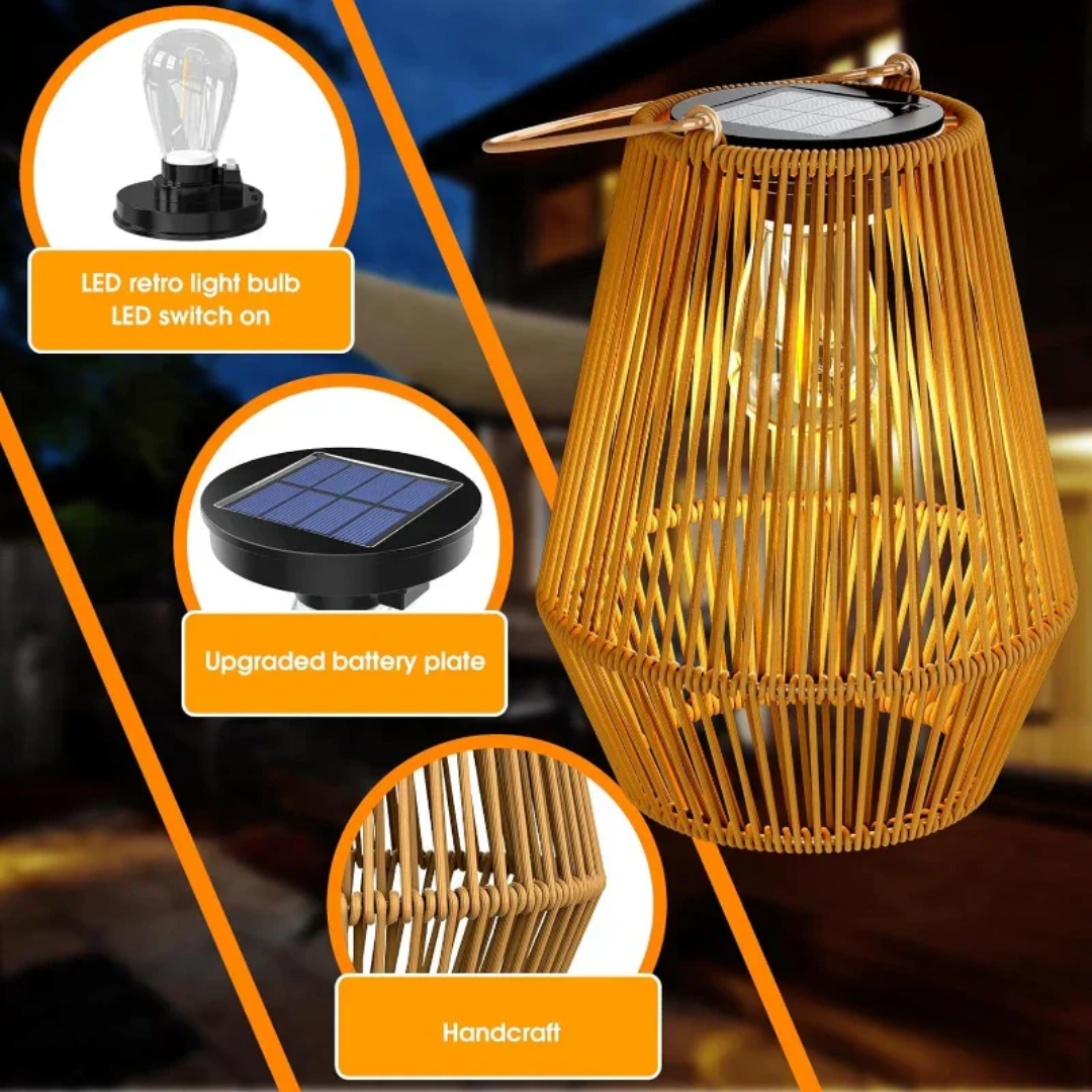 Zonne-energie lamp - Rotan - Tuin - Draagbare lamp - Buitenlamp-Boetiek Moda
