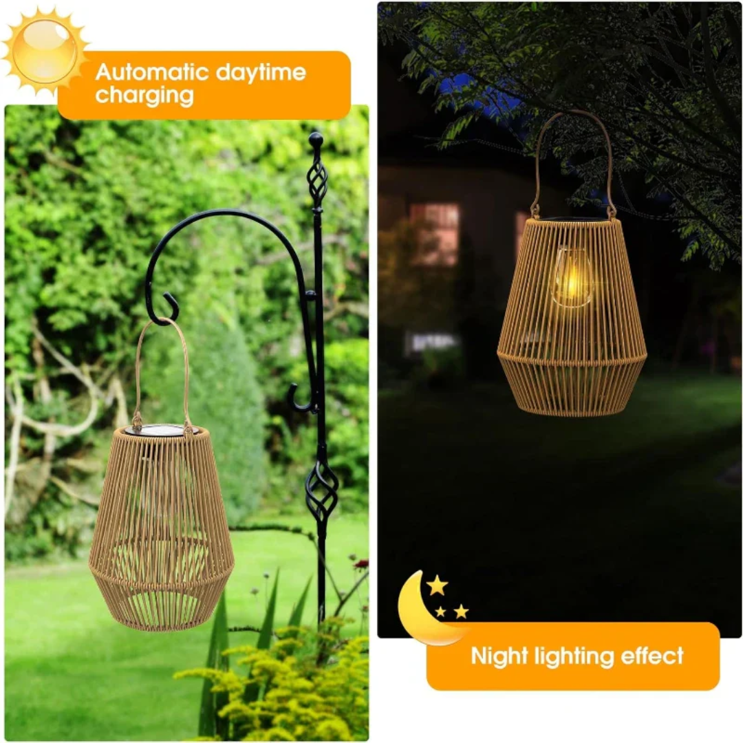 Zonne-energie lamp - Rotan - Tuin - Draagbare lamp - Buitenlamp-Boetiek Moda