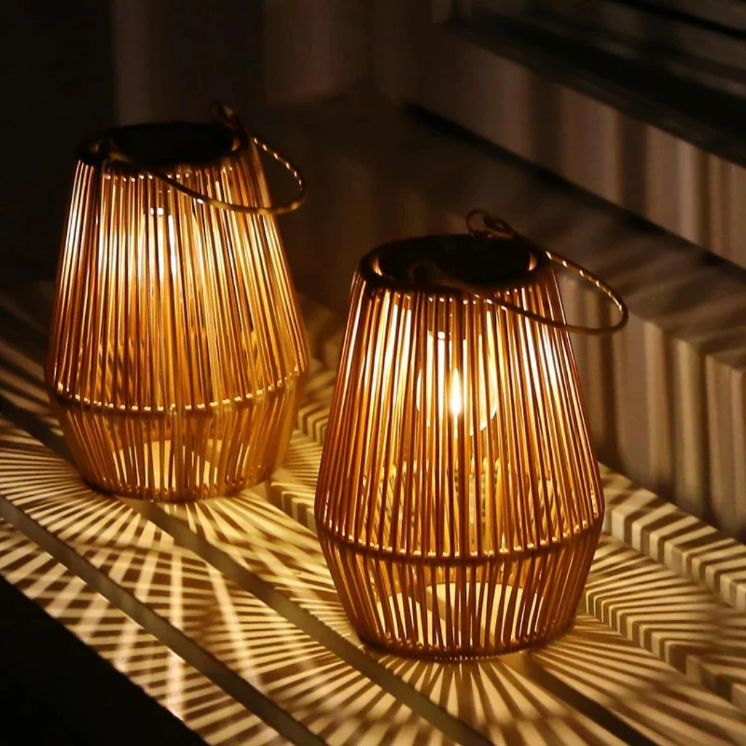 Zonne-energie lamp - Rotan - Tuin - Draagbare lamp - Buitenlamp-Boetiek Moda