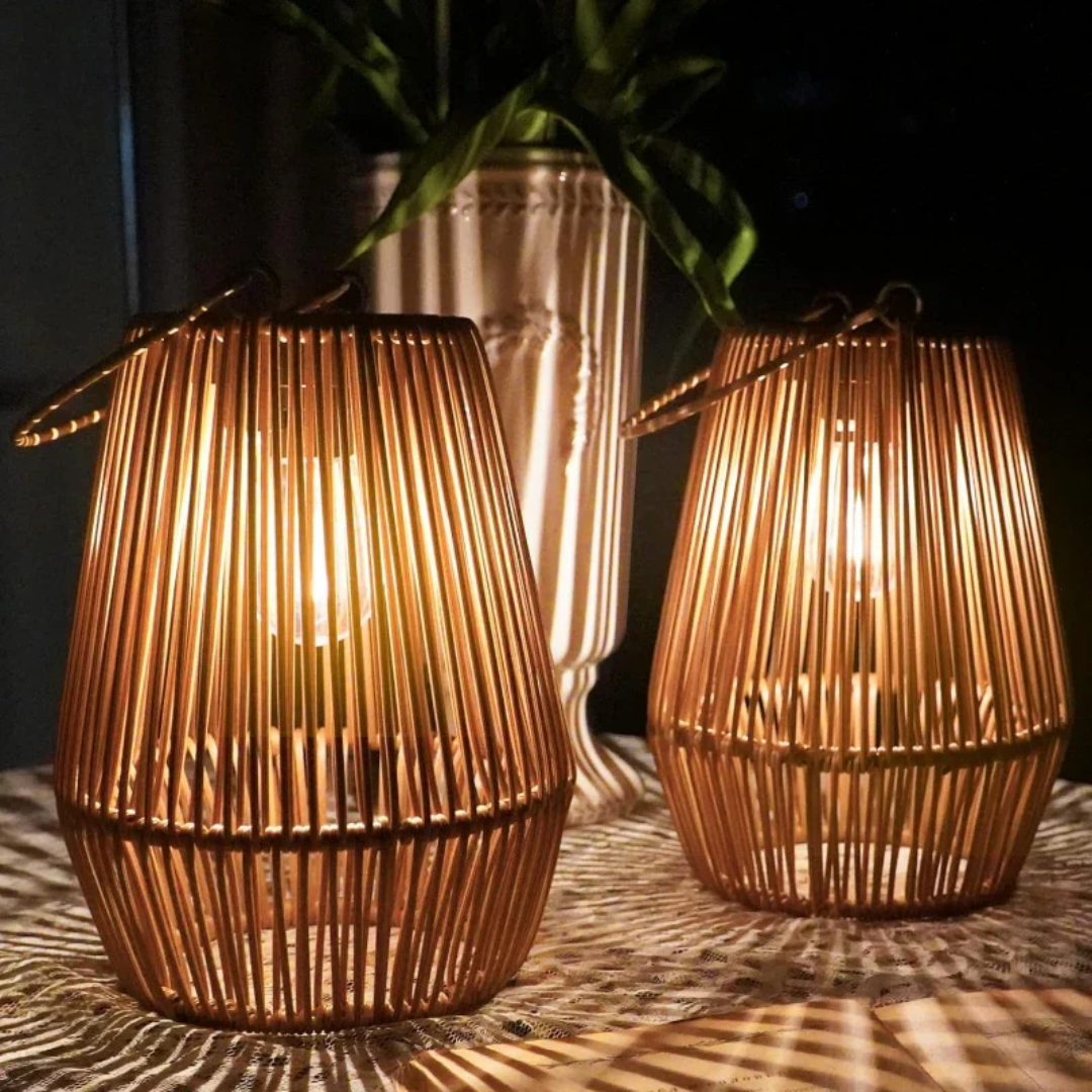 Zonne-energie lamp - Rotan - Tuin - Draagbare lamp - Buitenlamp-Boetiek Moda