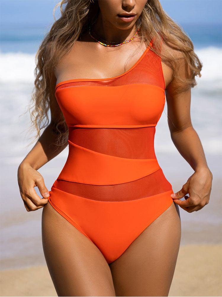 Zwempak - One Shoulder - Mesh - Badpak - Dameszwemmode-Boetiek Moda