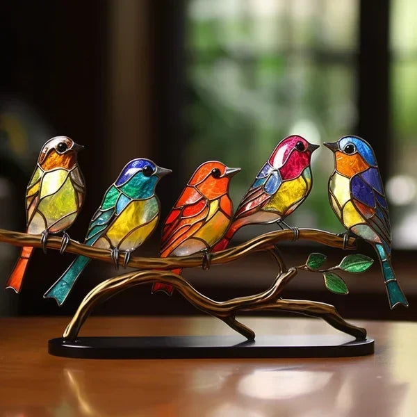 Vogelversiering | Kleurrijk | Vogelbeeldje | Glazen vogel | Tafeldecoratie
